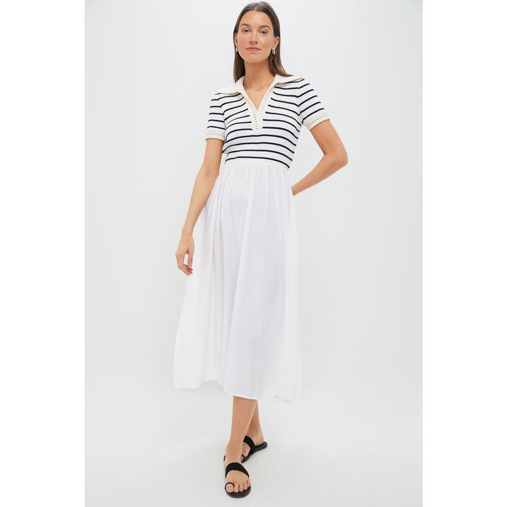 MOON RIVER Ivory Striped Polo Midi Dress Size XS NWT Retail $128 Tuckernuck